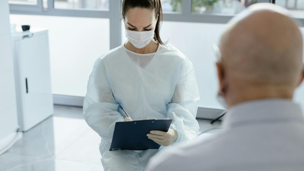 nurse talking to participant